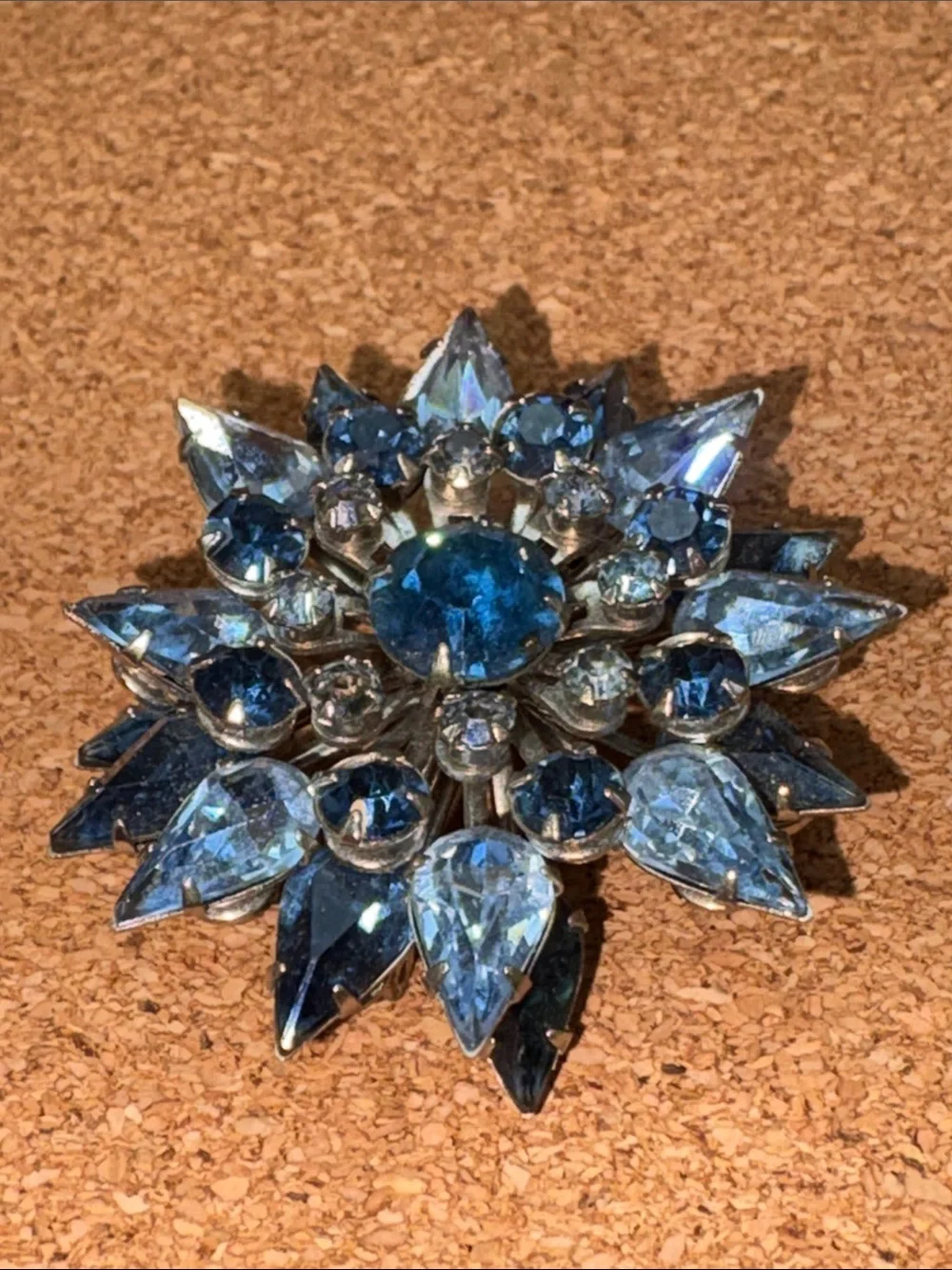 Dazzling Blue Crystal Floral Brooch - Women Jewelry